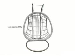Rackhams Rattan Garden Two Seater Hanging Egg Chair Indoor Outdoor Patio Furniture with Grey Cushion - thumbnail 3