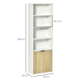 Rackhams 2 Door 4 Shelves Bookcase Wooden Storage Cabinet Display Unit White Oak - thumbnail 6