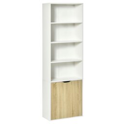 Rackhams 2 Door 4 Shelves Bookcase Wooden Storage Cabinet Display Unit White Oak - thumbnail 3