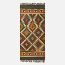 Rackhams Lucea Orange & Blue Kilim Wool Rug - 120 x 170 cm - thumbnail 3