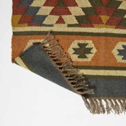 Rackhams Lucea Orange & Blue Kilim Wool Rug - 120 x 170 cm - thumbnail 6