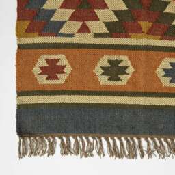 Rackhams Lucea Orange & Blue Kilim Wool Rug - 120 x 170 cm - thumbnail 4