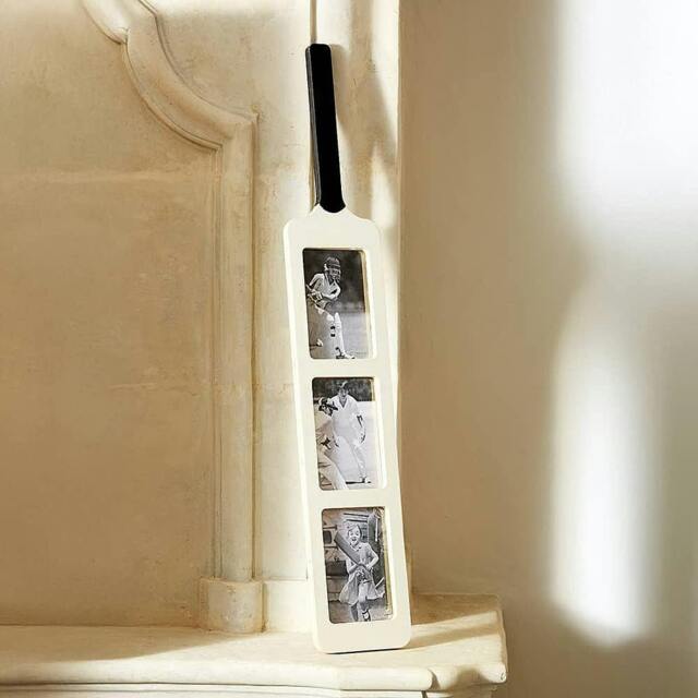 Rackhams Photo Frame, Wood Cream, Cricket Bat Triple Frame Design