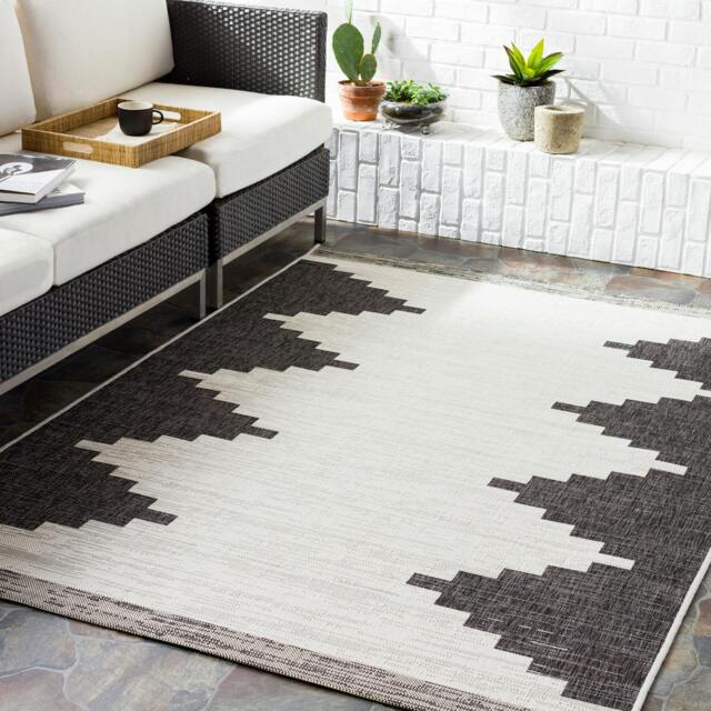 Rackhams Eagean-Modern Black Grey White Charcoal In- & Outdoor Rug - 130 x 180 cm - image 1