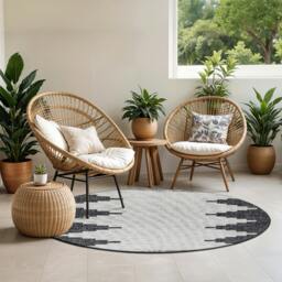 Rackhams Eagean-Modern Black Grey White Charcoal In- & Outdoor Rug - 130 x 180 cm - thumbnail 5