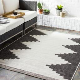 Rackhams Eagean-Modern Black Grey White Charcoal In- & Outdoor Rug - 130 x 180 cm