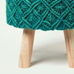 Rackhams Willow Macrame Footstool - 43 cm Tall - Blue - thumbnail 4