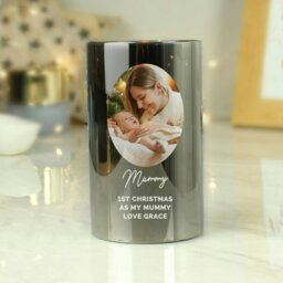 Rackhams Personalised Photo Upload Smoked Glass LED Candle - thumbnail 2