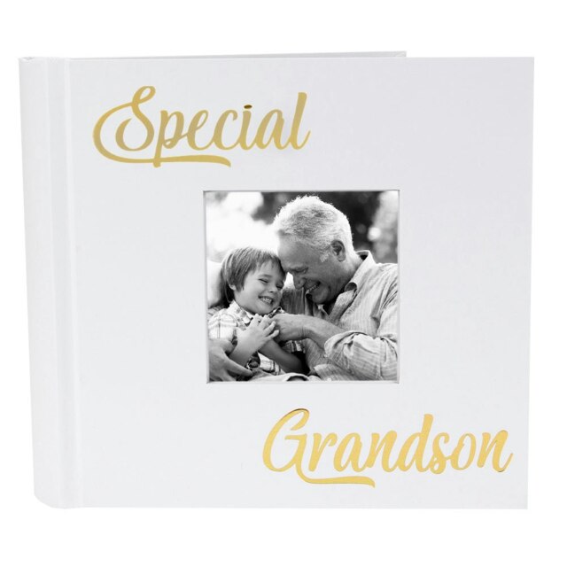 Rackhams Modern Special Grandson Photo Album with Gold Foil Text - Holds 80 4x6 Pictures - image 1