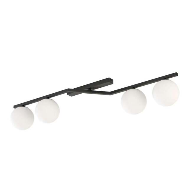Rackhams NATON Ceiling lamp 4 x E14 Black with White Shade - image 1
