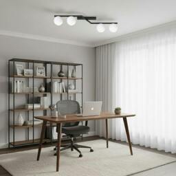 Rackhams NATON Ceiling lamp 4 x E14 Black with White Shade - thumbnail 5