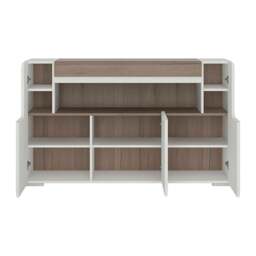 Rackhams Toronto 3 Door Sideboard with open shelving (inc. Plexi Lighting) In White and Oak - White & Oak - 140 - 1 - thumbnail 3