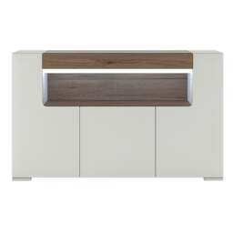 Rackhams Toronto 3 Door Sideboard with open shelving (inc. Plexi Lighting) In White and Oak - White & Oak - 140 - 1 - thumbnail 2