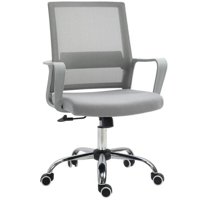 Rackhams Ergonomic Desk Chair Mesh Office Chair with Adjustable Height Armrest and 360° Swivel Castor Wheels Grey - image 1
