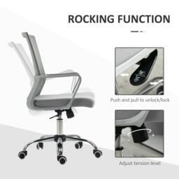 Rackhams Ergonomic Desk Chair Mesh Office Chair with Adjustable Height Armrest and 360° Swivel Castor Wheels Grey - thumbnail 5