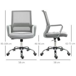 Rackhams Ergonomic Desk Chair Mesh Office Chair with Adjustable Height Armrest and 360° Swivel Castor Wheels Grey - thumbnail 3
