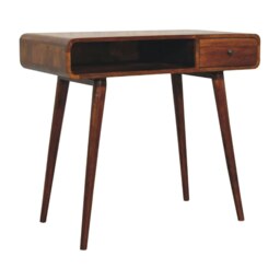 Rackhams Solid Wood Curved Chestnut Writing Desk - thumbnail 3
