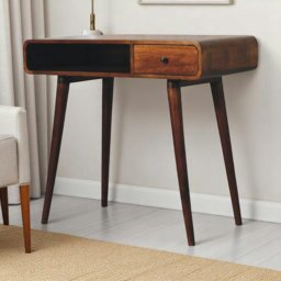 Rackhams Solid Wood Curved Chestnut Writing Desk - thumbnail 1