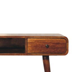 Rackhams Solid Wood Curved Chestnut Writing Desk - thumbnail 5