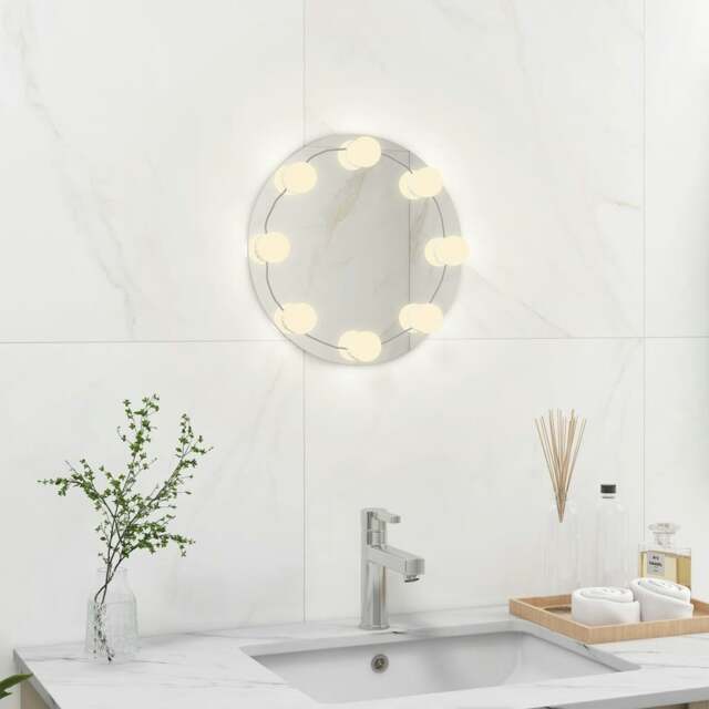 Rackhams Wall Frameless Mirror with LED Lights Round Glass - image 1