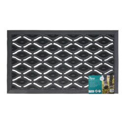 Rackhams Elipses Heavy Duty Rubber Entrance Floor Door Mat, 40x70cm, Eyes, Black - thumbnail 1