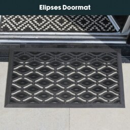 Rackhams Elipses Heavy Duty Rubber Entrance Floor Door Mat, 40x70cm, Eyes, Black - thumbnail 5