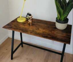 Rackhams Computer Desk – Industrial Writing Desk with Steel Frame Table for Home Office & Study