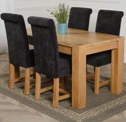 Rackhams Kuba Medium Oak Dining Table with Washington Fabric Chairs - 4 chairs - Beige - thumbnail 4