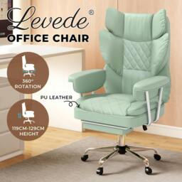 Rackhams Office Desk Chair Big and Tall for Heavy People with Footrest PU Green - thumbnail 2