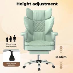 Rackhams Office Desk Chair Big and Tall for Heavy People with Footrest PU Green - thumbnail 6
