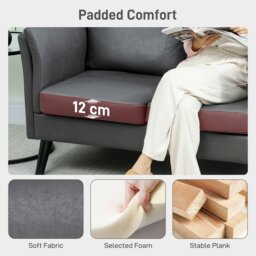 Rackhams Small Sofa, Loveseat Sofa for Bedroom, Home Office, Grey - Grey - 1 - Two-seater - thumbnail 6