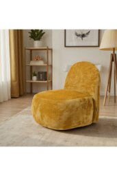 Rackhams Yellow Modern Chenille Upholstered Lounge Chair - Yellow - thumbnail 2