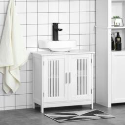 Rackhams Novaso White Under Sink Vanity Unit With Double Doors And Adjustable Shelving Modern Design - thumbnail 3