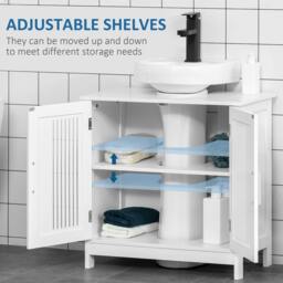 Rackhams Novaso White Under Sink Vanity Unit With Double Doors And Adjustable Shelving Modern Design - thumbnail 6
