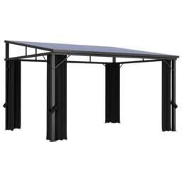 Rackhams Gazebo with Curtain 405x294x244 cm Anthracite - Aluminium, steel, PVC, fabric (100% polyester) - Anthracite