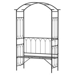 Rackhams Garden Arbour Bench Plant Climbing Support Trellis Rose Vines Black - thumbnail 2