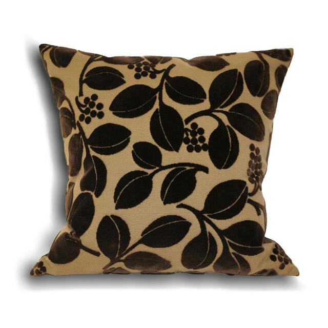 Rackhams Cherries Faux Velvet Cushion Cover - Chocolate - 45x45cm - Chocolate - 60% Rayon/40% Viscose