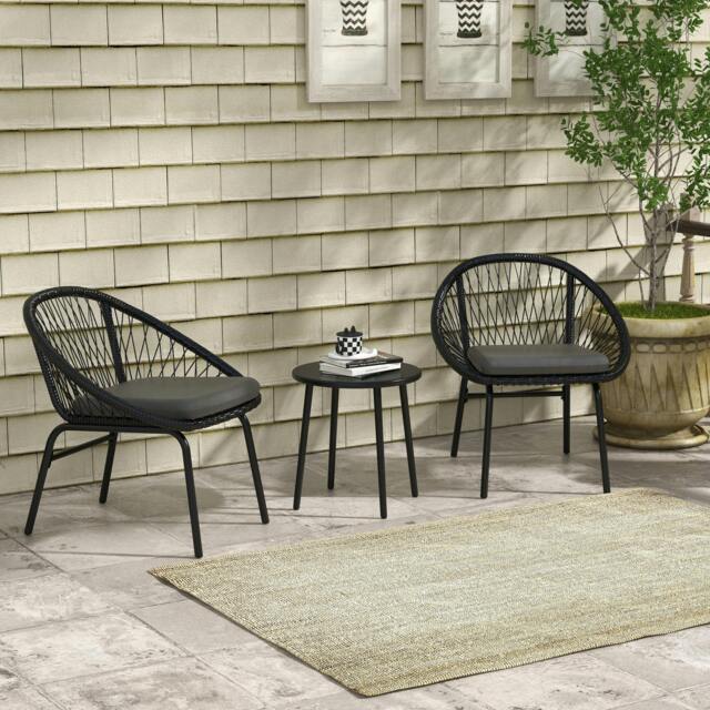 Rackhams 3 Piece Garden Furniture Set, Bistro Set w/ 2 Chairs & 1 Coffee Table - image 1