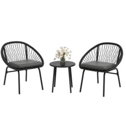 Rackhams 3 Piece Garden Furniture Set, Bistro Set w/ 2 Chairs & 1 Coffee Table - thumbnail 3