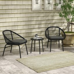 Rackhams 3 Piece Garden Furniture Set, Bistro Set w/ 2 Chairs & 1 Coffee Table - thumbnail 2