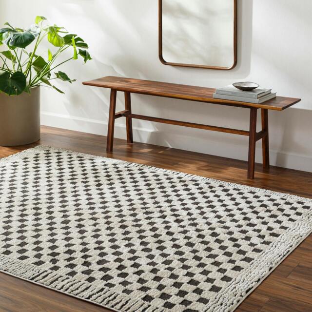 Rackhams Freud-Modern Ivory Black High Pile Checkered Rug - 200 x 275 cm - image 1