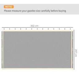 Rackhams 302 x 207cm Universal Replacement Mesh Sidewall Netting for Patio Gazebos and Canopy Tents, (Sidewall Only) Cream White - thumbnail 3
