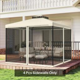 Rackhams 302 x 207cm Universal Replacement Mesh Sidewall Netting for Patio Gazebos and Canopy Tents, (Sidewall Only) Cream White - thumbnail 6