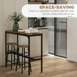 Rackhams 3 Piece Bar Set, Industrial Kitchen and Chair Set Rustic Brown - 3 - MDF, steel - Rustic brown, black - thumbnail 5