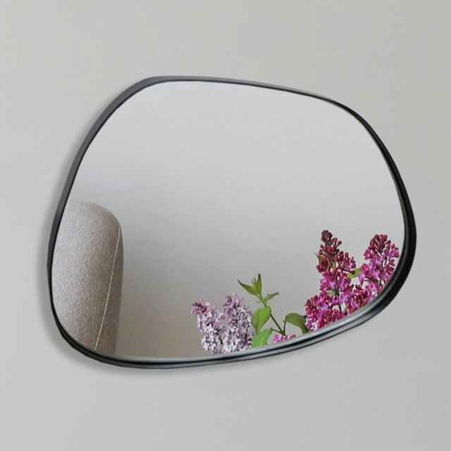 Rackhams Modern Small Black Pebble Metal Wall Mirror - 36cm x 28cm - Brown - image 1