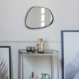 Rackhams Modern Small Black Pebble Metal Wall Mirror - 36cm x 28cm - Brown - thumbnail 2