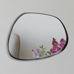 Rackhams Modern Small Black Pebble Metal Wall Mirror - 36cm x 28cm - Brown