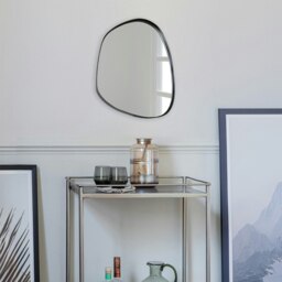 Rackhams Modern Small Black Pebble Metal Wall Mirror - 36cm x 28cm - Brown - thumbnail 3