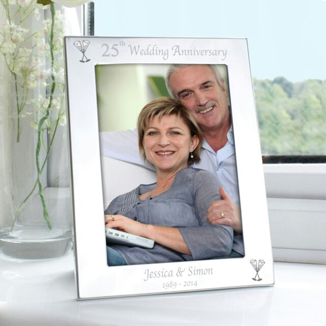 Rackhams Personalised Silver 5x7 25th Wedding Anniversary Photo Frame - image 1