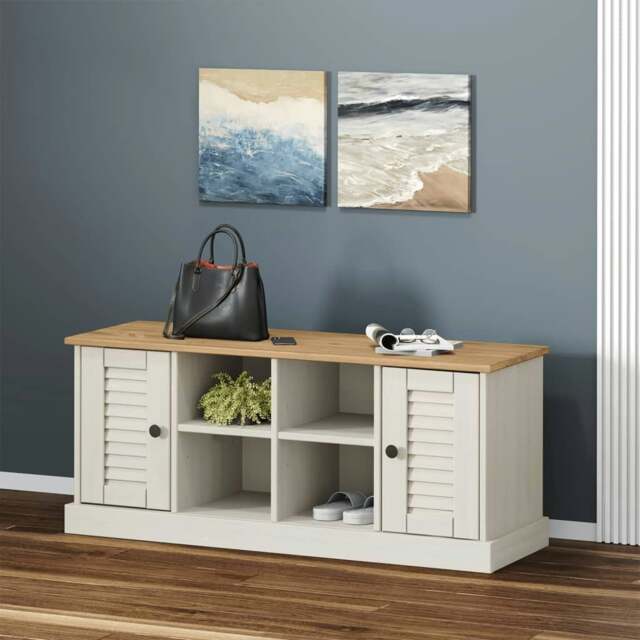 Rackhams Shoe Bench VIGO White 106x35x40 cm Solid Wood Pine